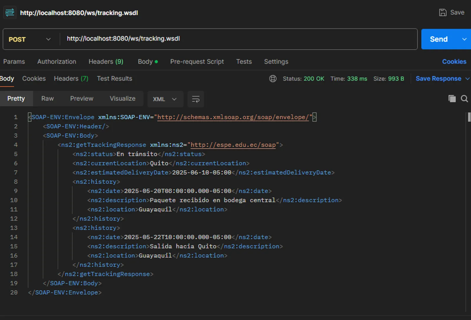 API SOAP Tracking Service